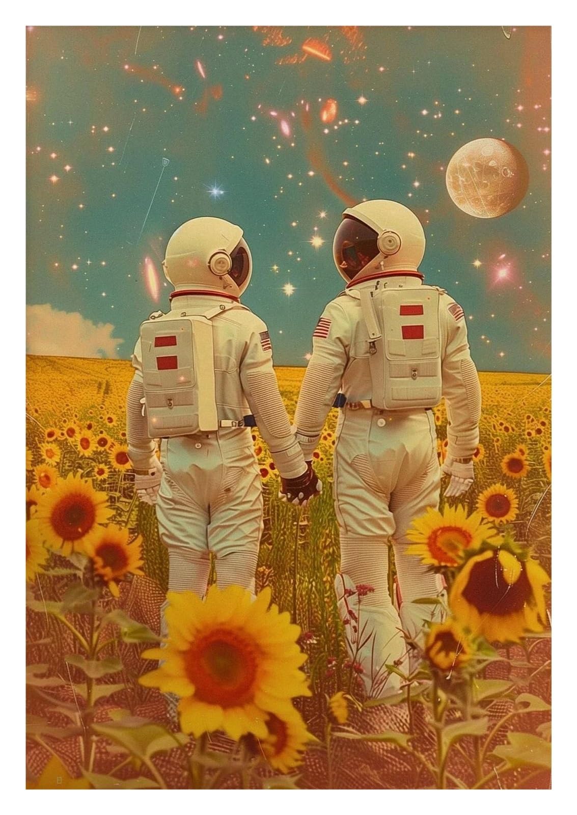 Affiche de science-fiction OVNI et peinture sur toile astronaute vintage