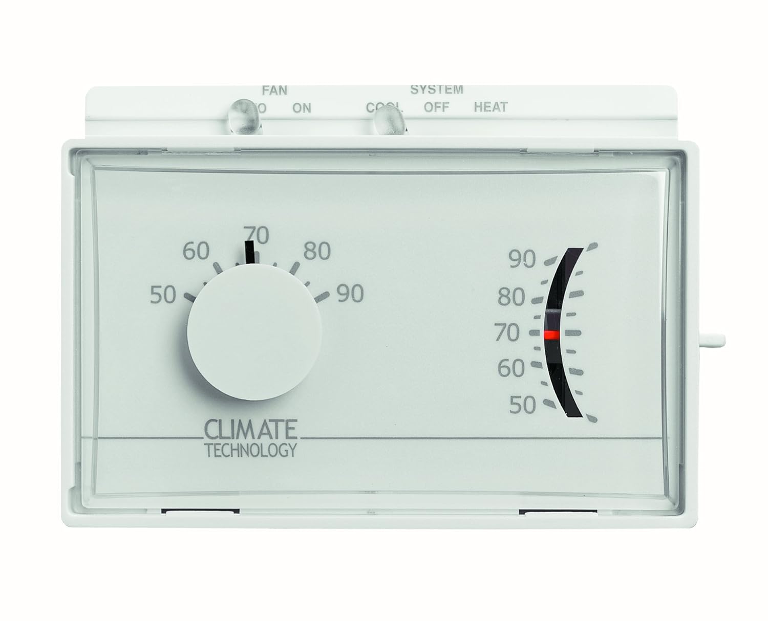 Supco 43004A Horizontal Mechanical Heating/Cooling Thermostats, 50 to 90 Degree F, 24 VAC