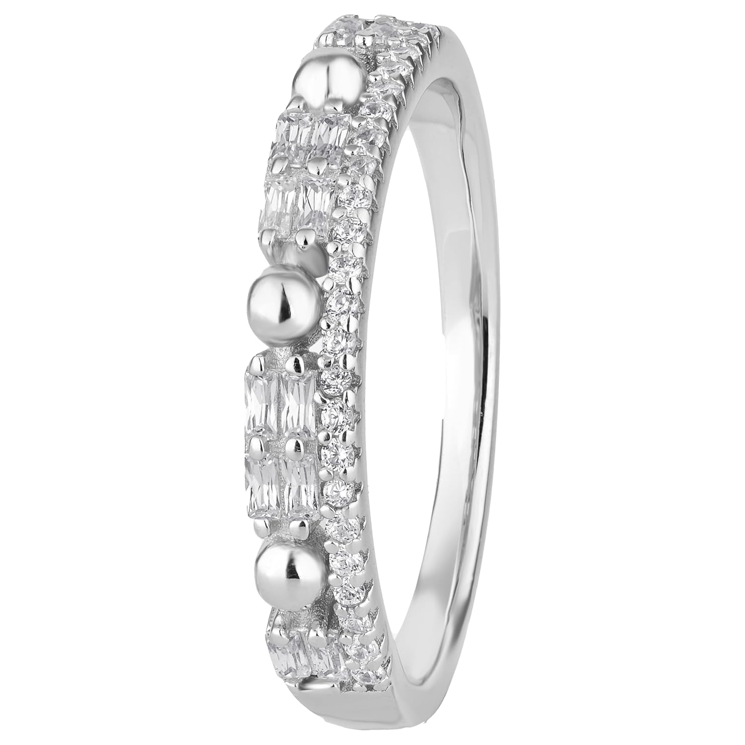 ZILGI Elegant Infinity Curve Diamond 925 Sterling Silver Ring for Women Premium CZ Studded Slim Band Ring Sparkling Minima...