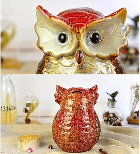 Miniatura 7 de Alcancía para niños, alcancía para niños y niñas y adultos, tarro de dinero de la suerte, alcancía única hecha a mano con búho, lindas monedas de