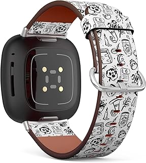 CJBROES Replacement Leather Watch Band, Compatible with Fitbit Versa 3 and Fitbit Sense of Wristband Bracelet Accessory - Witch Magic Item