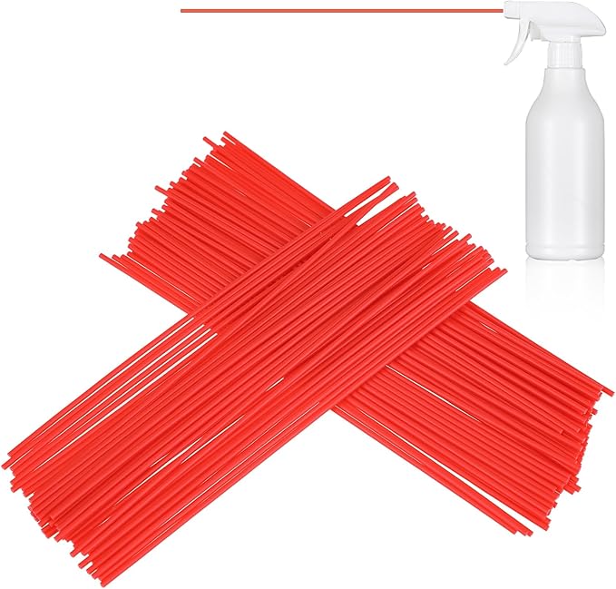 100PCS Spray Can Straw Red Plastic Straws Spray Can