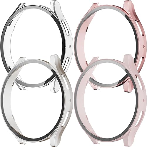 Funda protectora de pantalla para Samsung Galaxy Watch 6 de 1.575 pulgadas, paquete de 4 fundas protectoras de policarbonato duro de repuesto para