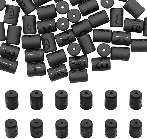 Miniatura 2 de Decoendiy 50 cuentas espaciadoras de vidrio sueltas y tubo del zodiaco, cuentas de barril de agujero grande para manualidades