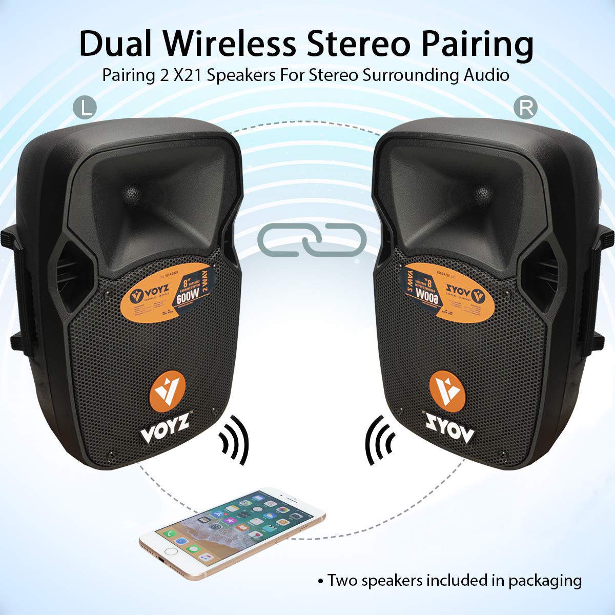 Amazon.com: VOYZ True Wireless Bluetooth Speaker Active PA System