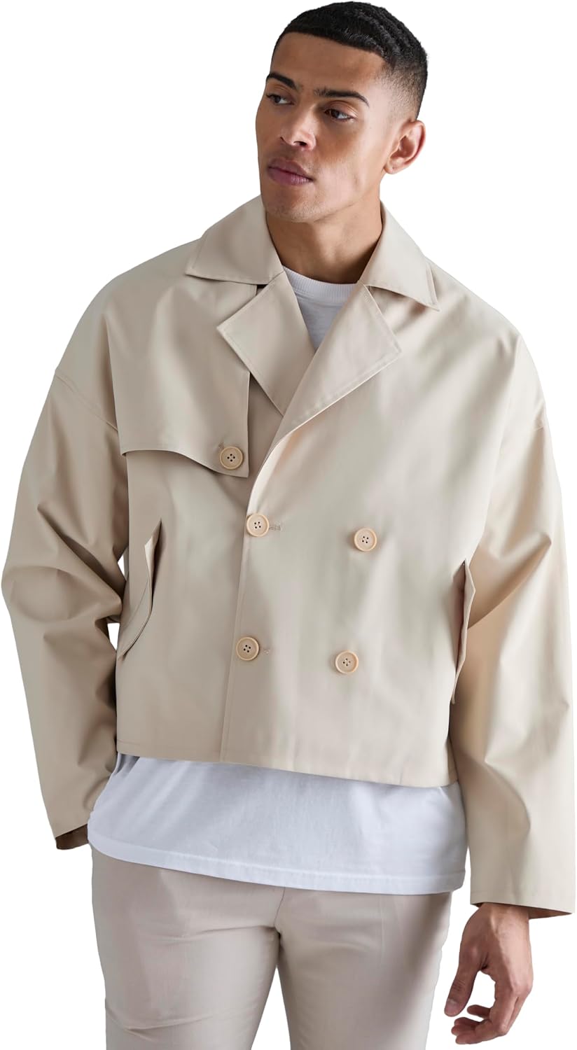 Cropped Double Breasted Trench Coat