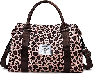 Travel Duffle Bag Weekender Overnight Gym Bag for Women, Leopard Print
