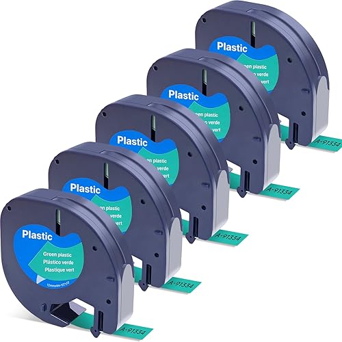 Label Orison Compatible con Dymo LetraTag Recambio Verde 91334 Cinta de etiquetas de plástico de 0.47 pulgadas para repuestos para rotuladoras Dymo,