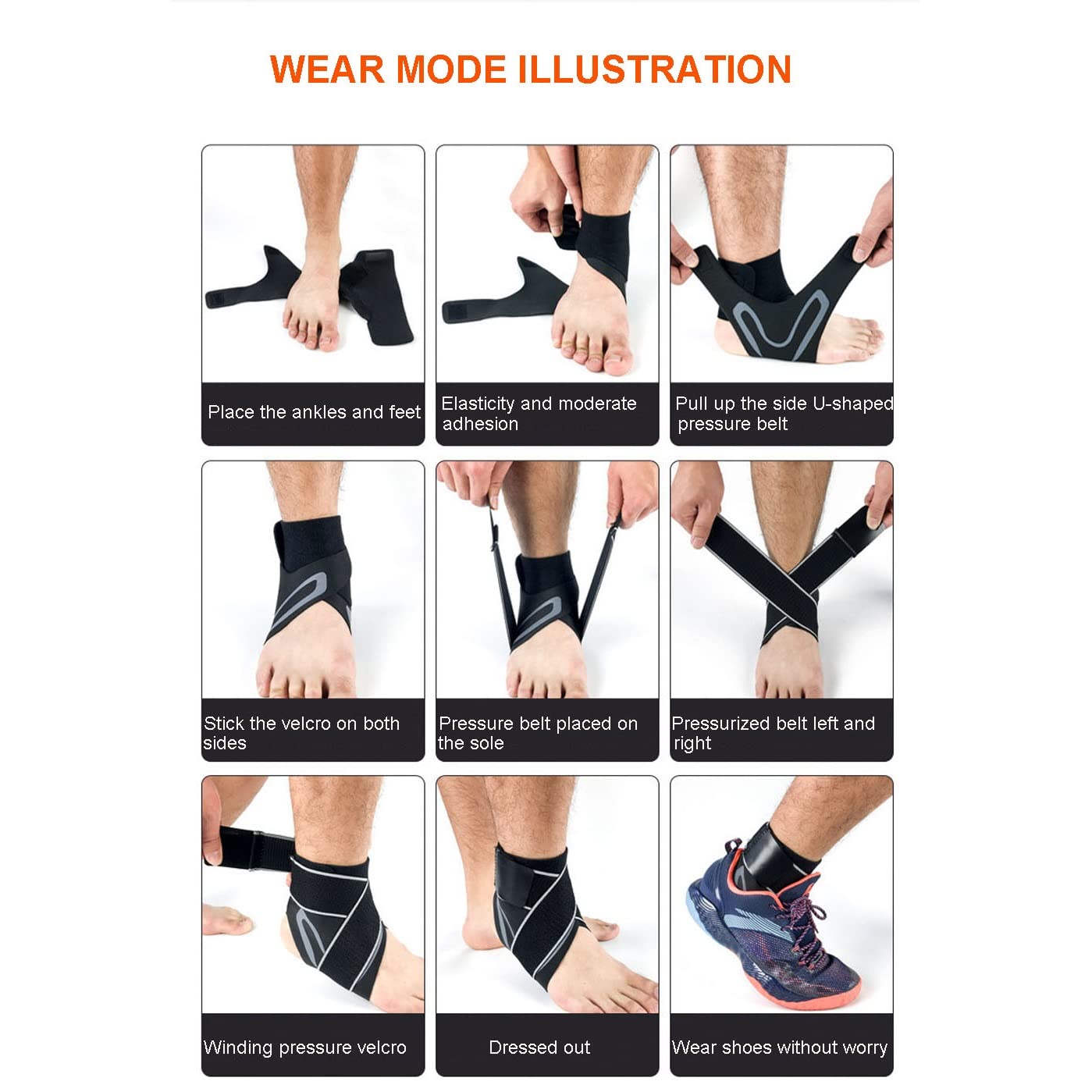 Pressurizable Bandage Ankle Support Protect Foot Basketball Football Badminton Anti Sprain Ankle Guard Warm Brace(X-Large)