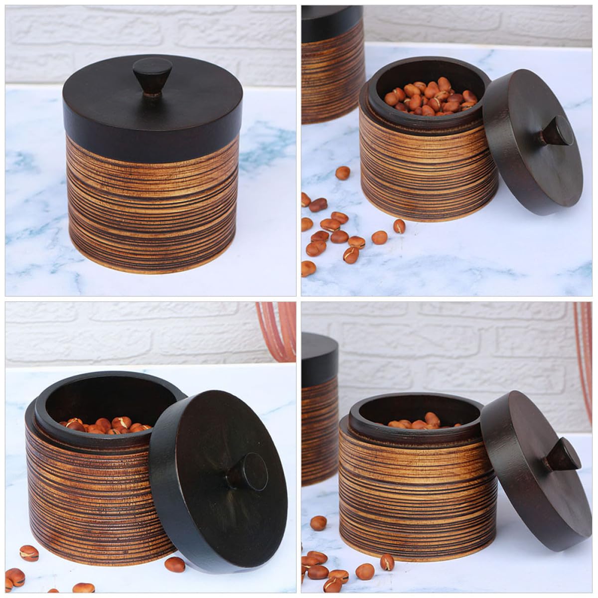 TIDTALEO Contenitore Raffinato per Legno Ermetico Tè e Coperchio Tisane Scatola Semplice Caramelle Design Buona Sigillatura Uso Domestico