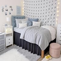 Vista 6 de Cottingon Falda de cama para dormitorio, 100% microfibra, gris oscuro, individual XL, caída de 30 pulgadas