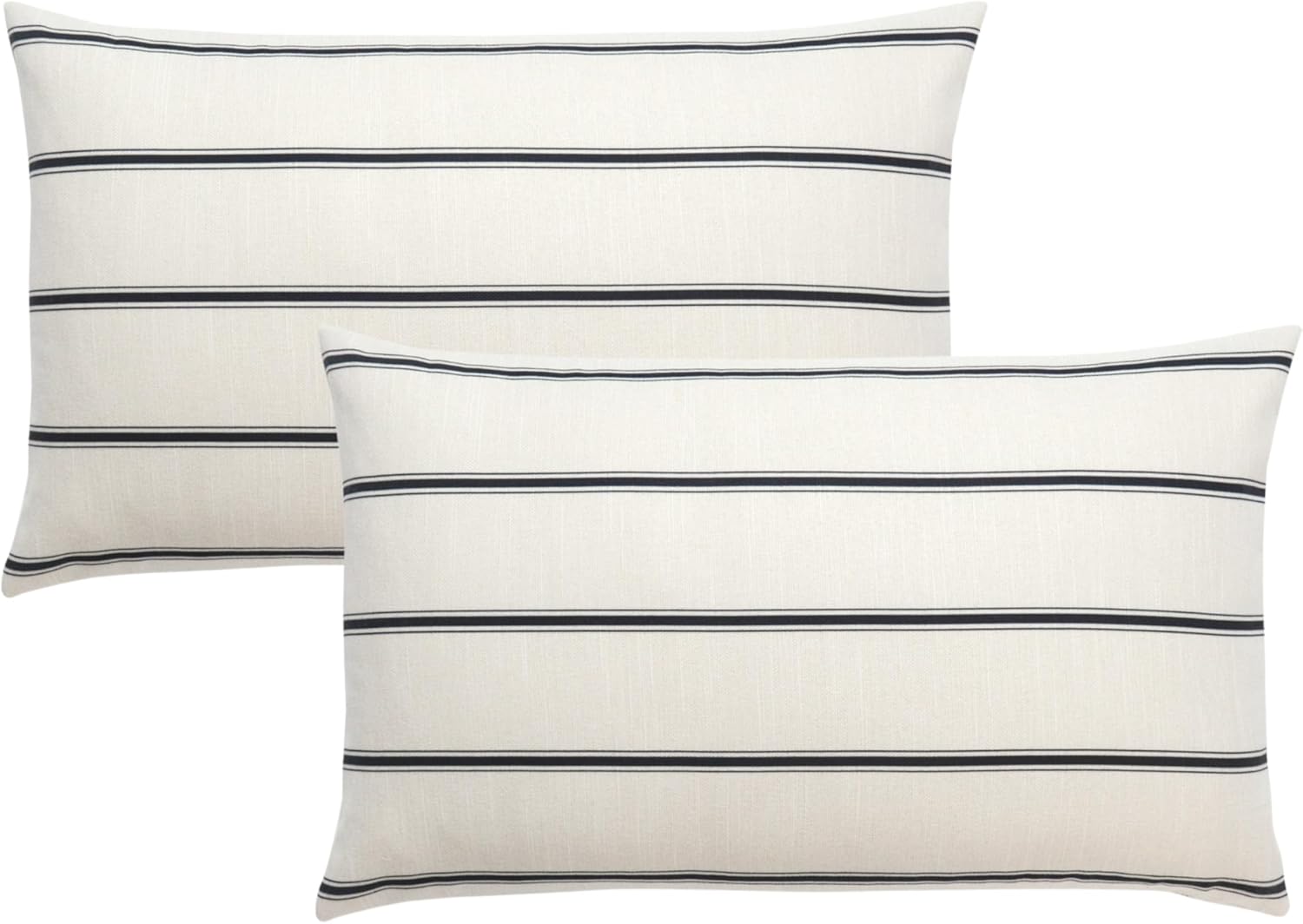 Hofdeco Premium Mid Century Neutral Indoor Outdoor Lumbar Pillow Cover Only, 12"x20" Water Repellent for Backyard, Couch, Stripes