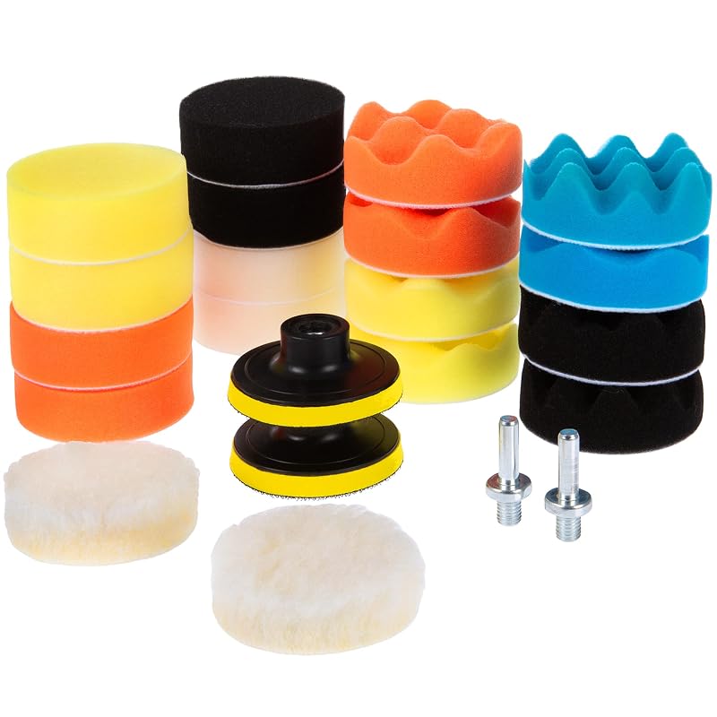 Kit de Boinas para Polimento Automotivo CANOPUS para Furadeira, Espuma e Lã, 7,6 cm, 22 peças