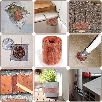 Copper Mesh, 12m/40 Feet Pure Copper Mesh Slug Repellent, 100% Copper Wire Mesh Roll for Mouse Hole Trap Filler, Rat Snail Slug Proof, Rodent Pest Control for Indoor & Outdoor Garden