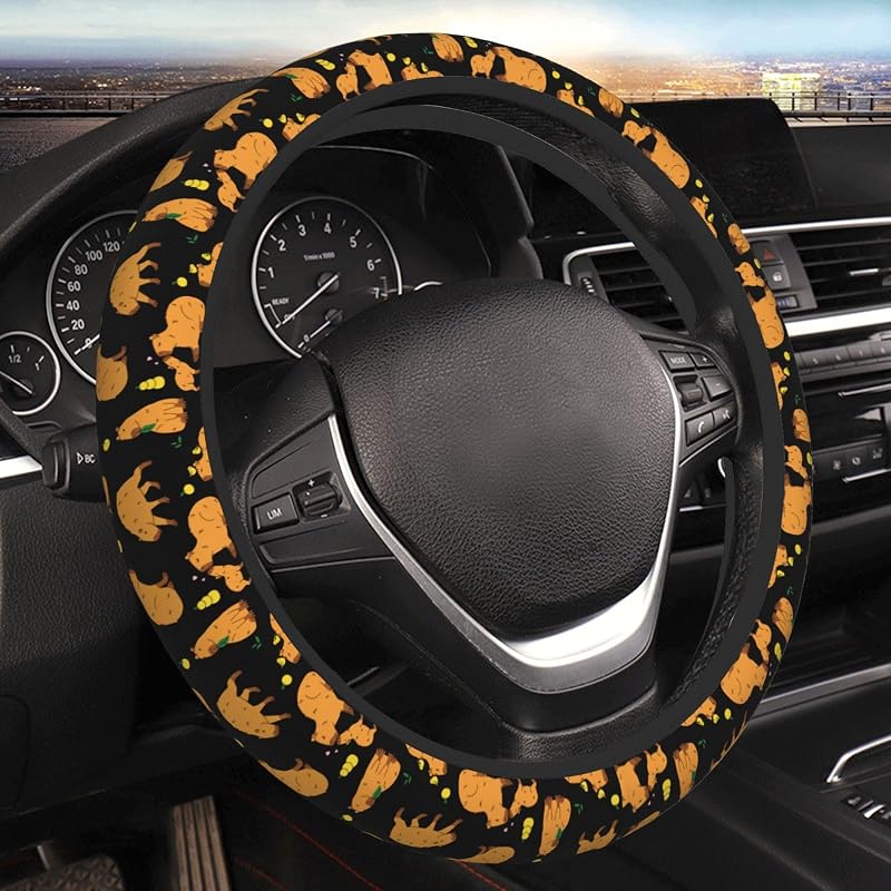 Capa para Volante Automotivo Capybara Orange MOLIAN em Borracha, 38,1 cm