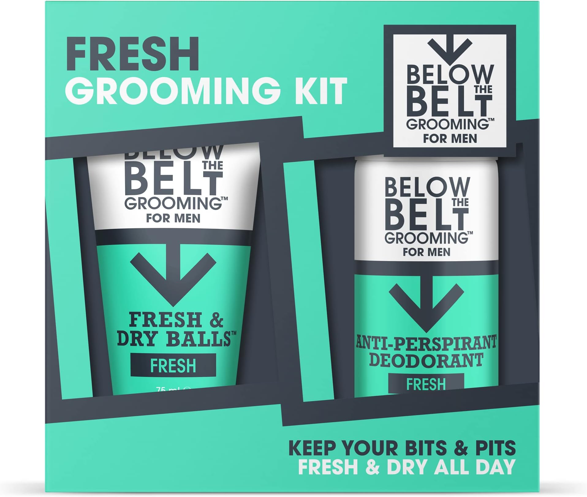 Below The Belt Grooming Kit Gift Set Includes Ball Deodorant, Protects against Sweat, Odour and Chafing, Fresh Scent