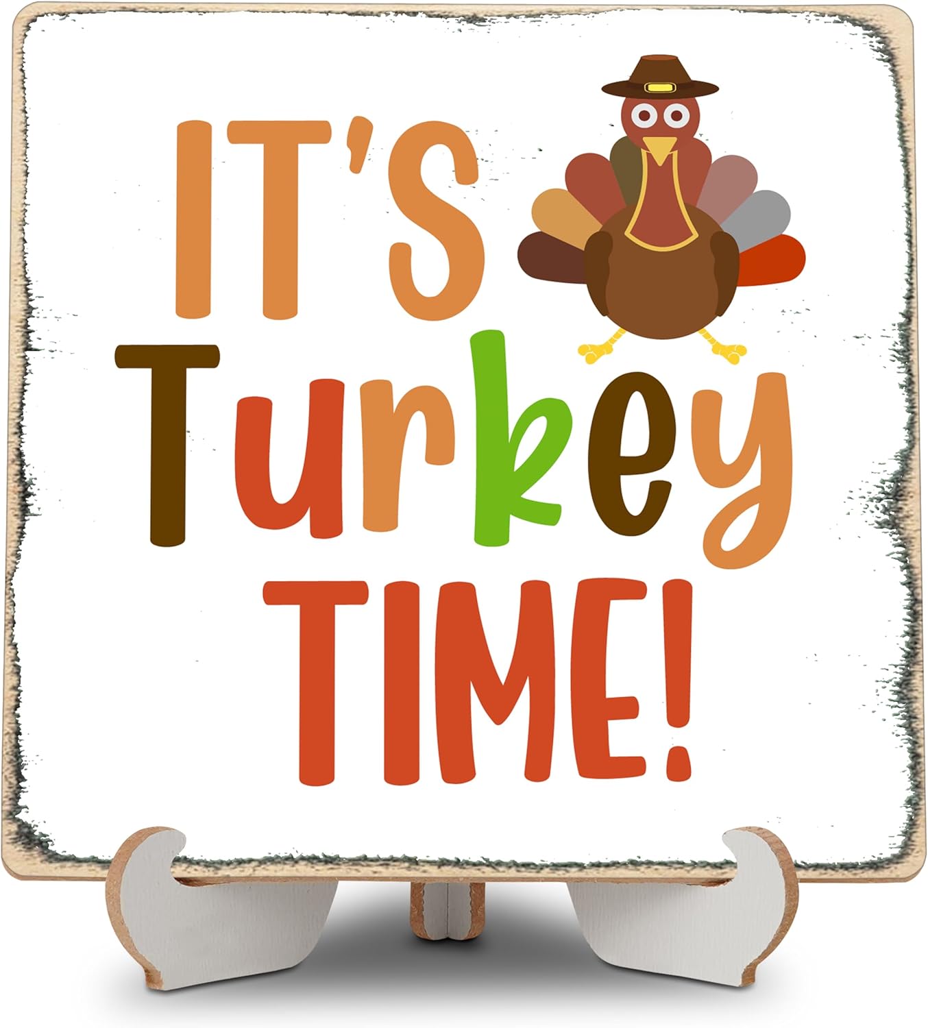 Fall Table Decor, Turkey Wooden Plaque with Stand, Funny