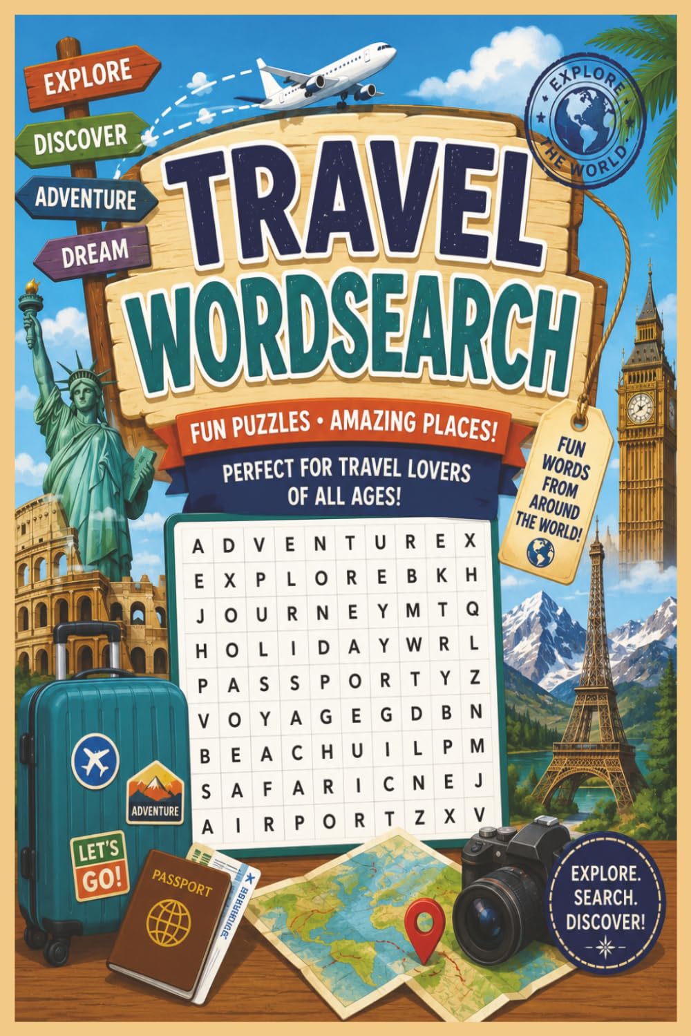 Travel Wordsearch: Travel Wordsearch Puzzlebook: For Teens, Adults and Seniors 6x9 Inches with 120 Pages | Challenge Your Brain with Travel themed Puzzles