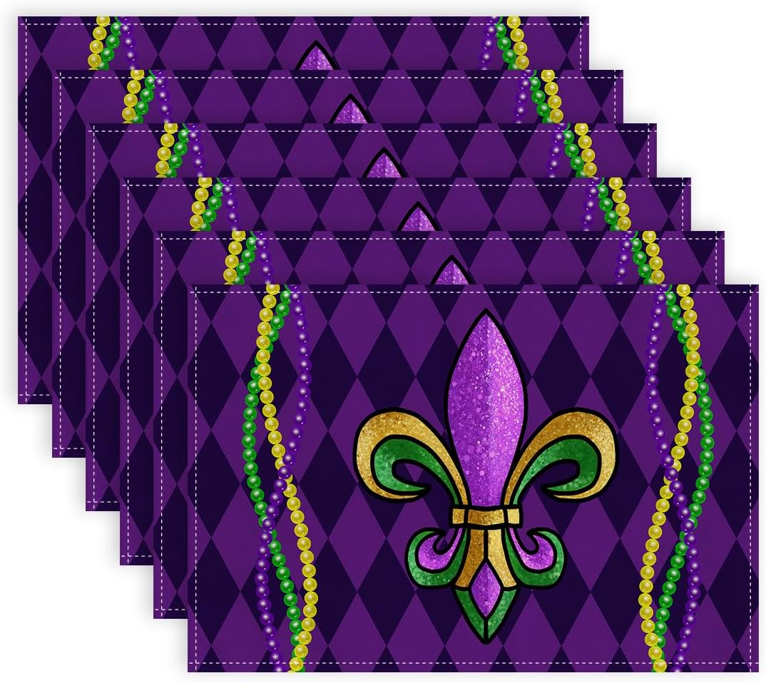 Amazon.com: ARKENY Mardi Gras Carnival Placemats 12x18 Inches Set of 6 ...