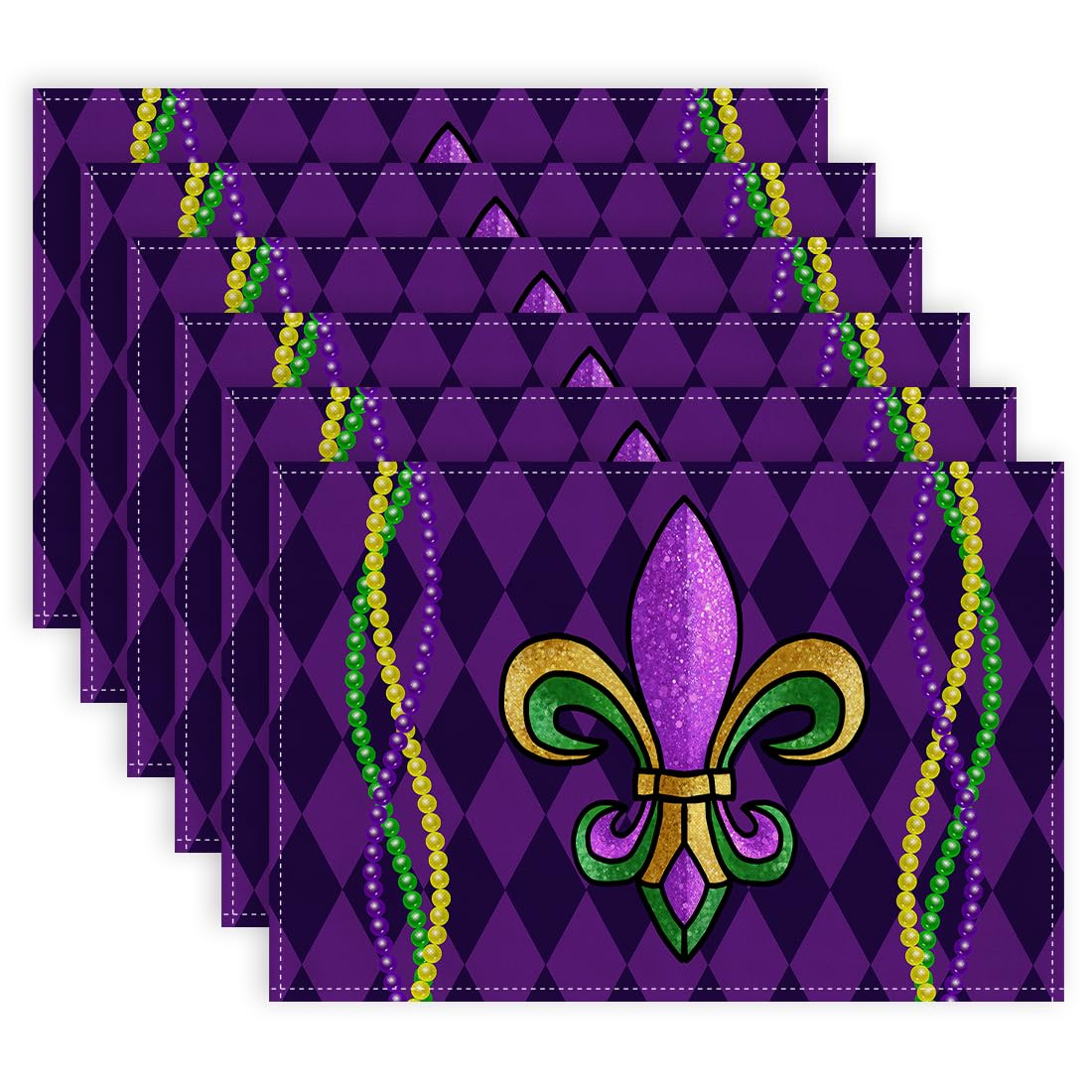 Amazon.com: ARKENY Mardi Gras Carnival Placemats 12x18 Inches Set of 6 ...