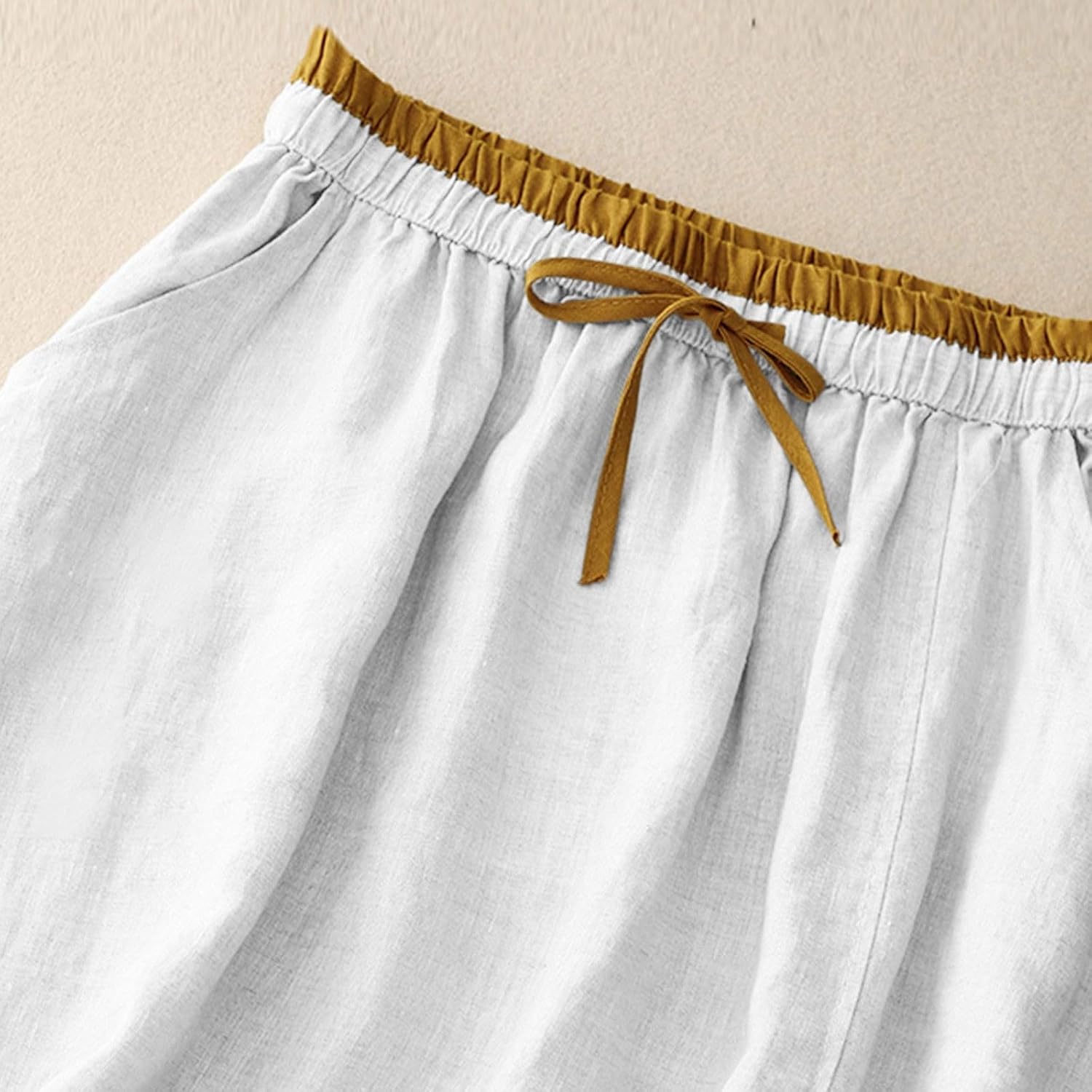 Embroidery Cotton Linen Midi Skirts for Women A Line Flowy Swing Elastic Waist Boho Skirt Casual Beach Party Skirt
