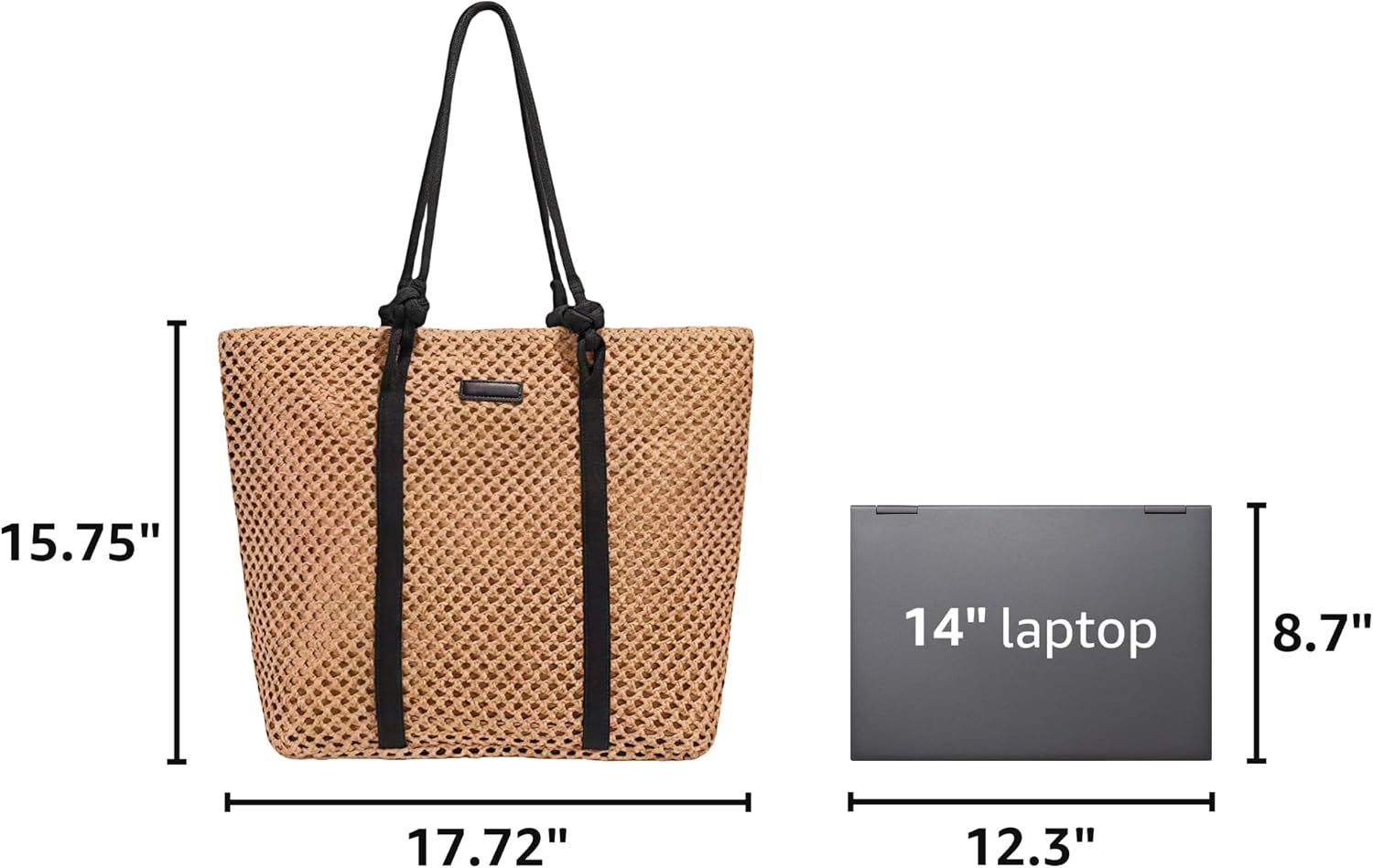 Straw Bags For Women, Beach Bag Large Woven Shoulder Beach Purse Handbag image 3