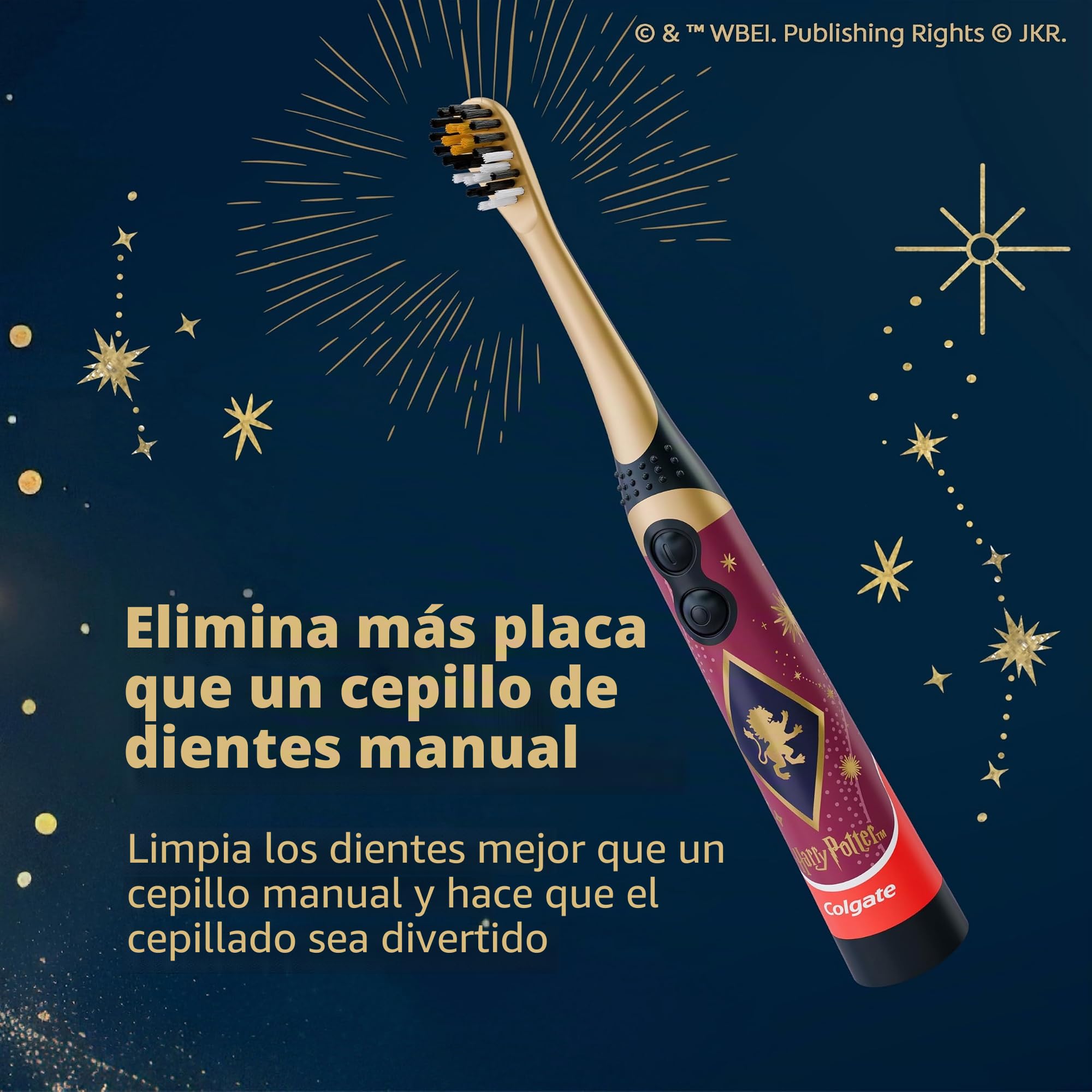 Colgate Harry Potter cepillo de dientes de batería para niños, multipack, cepillo de dientes vibrador extra suave para niños, pilas AA incluidas, paquete de 4, para brujas y magos de 3 años en