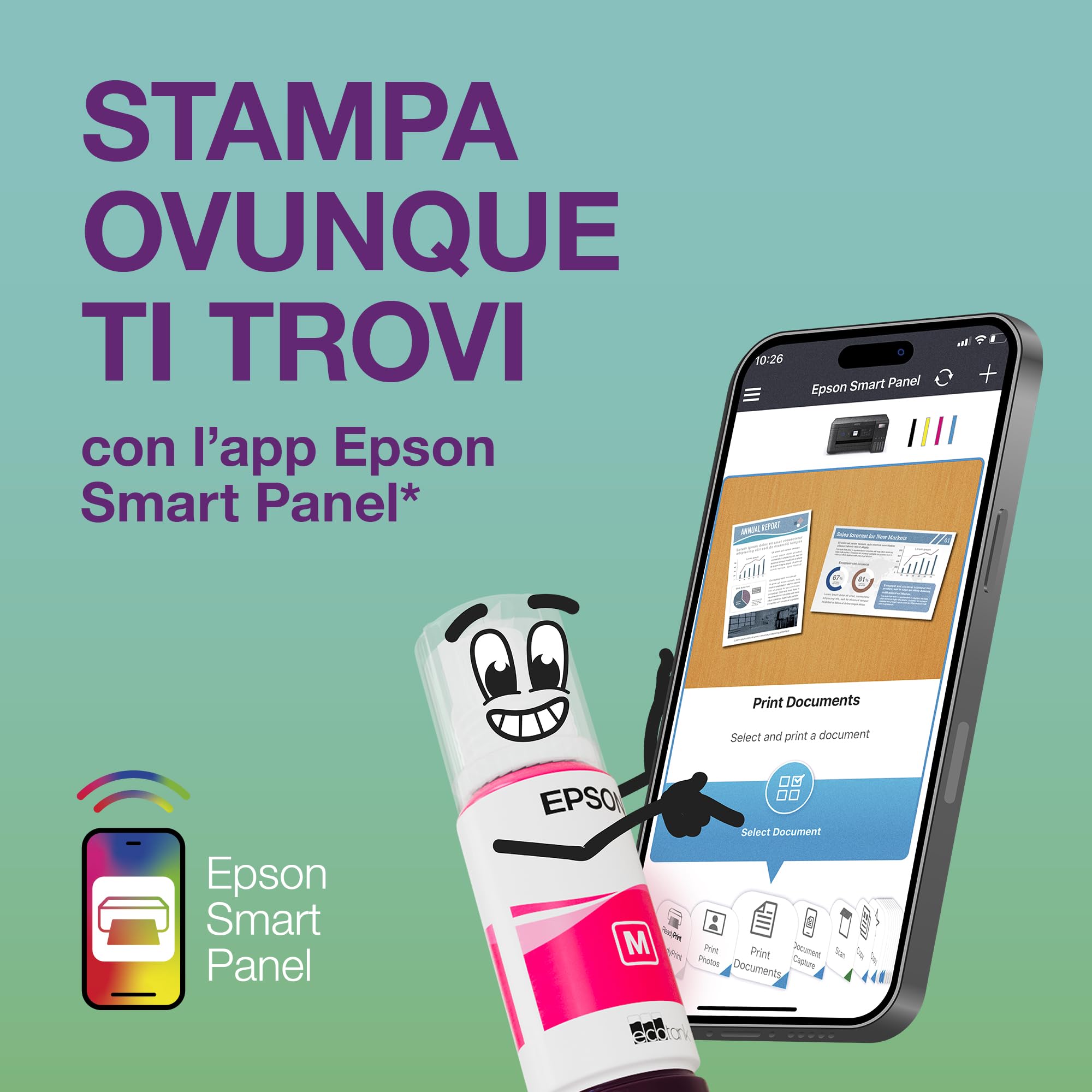 Epson EcoTank ET-5150 Stampante con Serbatoi D’inchiostro | Piccolo Ufficio e Azienda | Wi-Fi Ed Ethernet | A4 | Stampa, Copia, Scansione | Stampa Fronte/Retro | Touch-screen 6.1 cm | ADF Da 35 Fogli