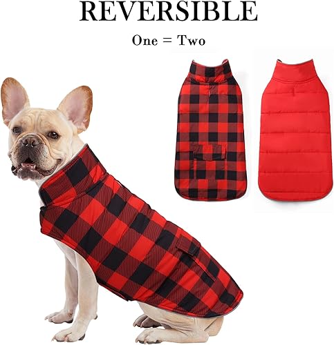 Miniatura 2 de Abrigo de invierno para perro, chaqueta resistente al agua, ropa reversible para perros, abrigos para clima frío, traje reflectante para cachorros