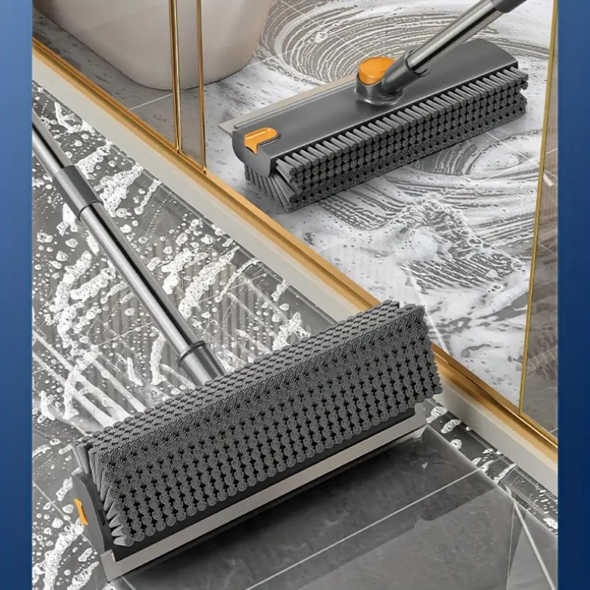 3-in-1 Bathroom Cleaning Brush - Wiper & Long Handle -2 3-in-1 Bathroom Cleaning Brush - Wiper & Long Handle -2
