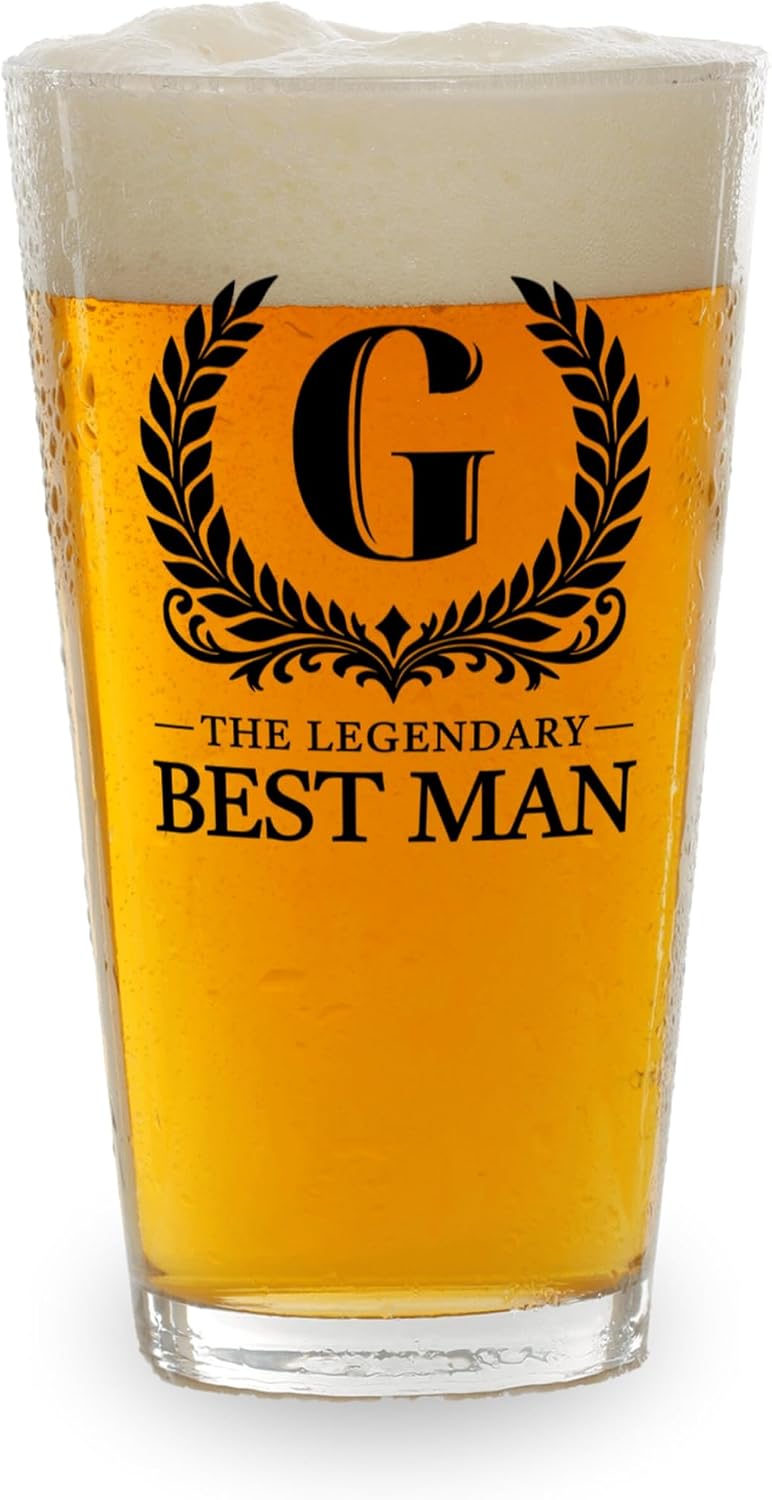 Personalized Best Man Pint Glass 16Oz -The E - Gift Will You Be My Best Man Sister Friend Wedding Custom Name