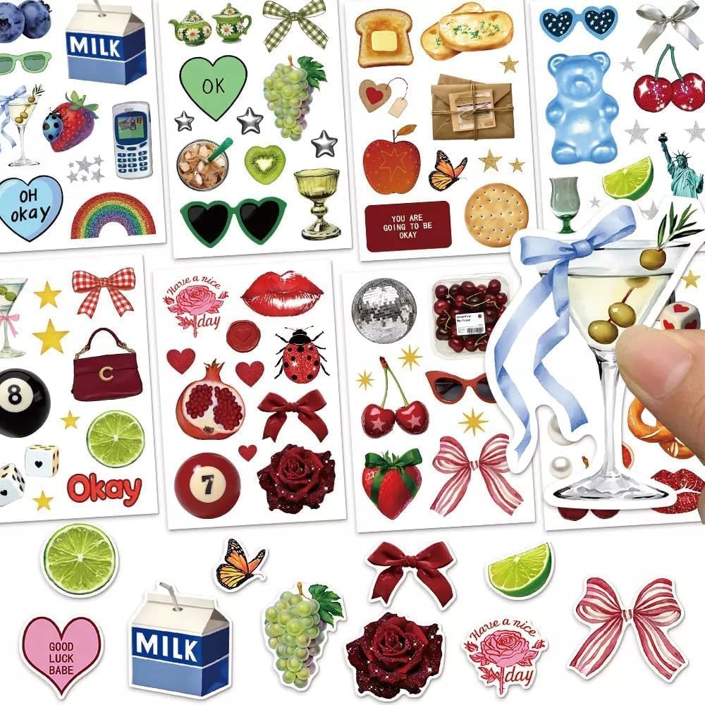 Scrapbook Supplies Kit 12 Sheets 6x6 Inch Scrapbook Paper 4 Letter Sticker Sheets 10 Washi Tape 8 Decorative Sticker Sheets for Scrapbooking Journaling Diary and Junk Journal Crafts (Girly)