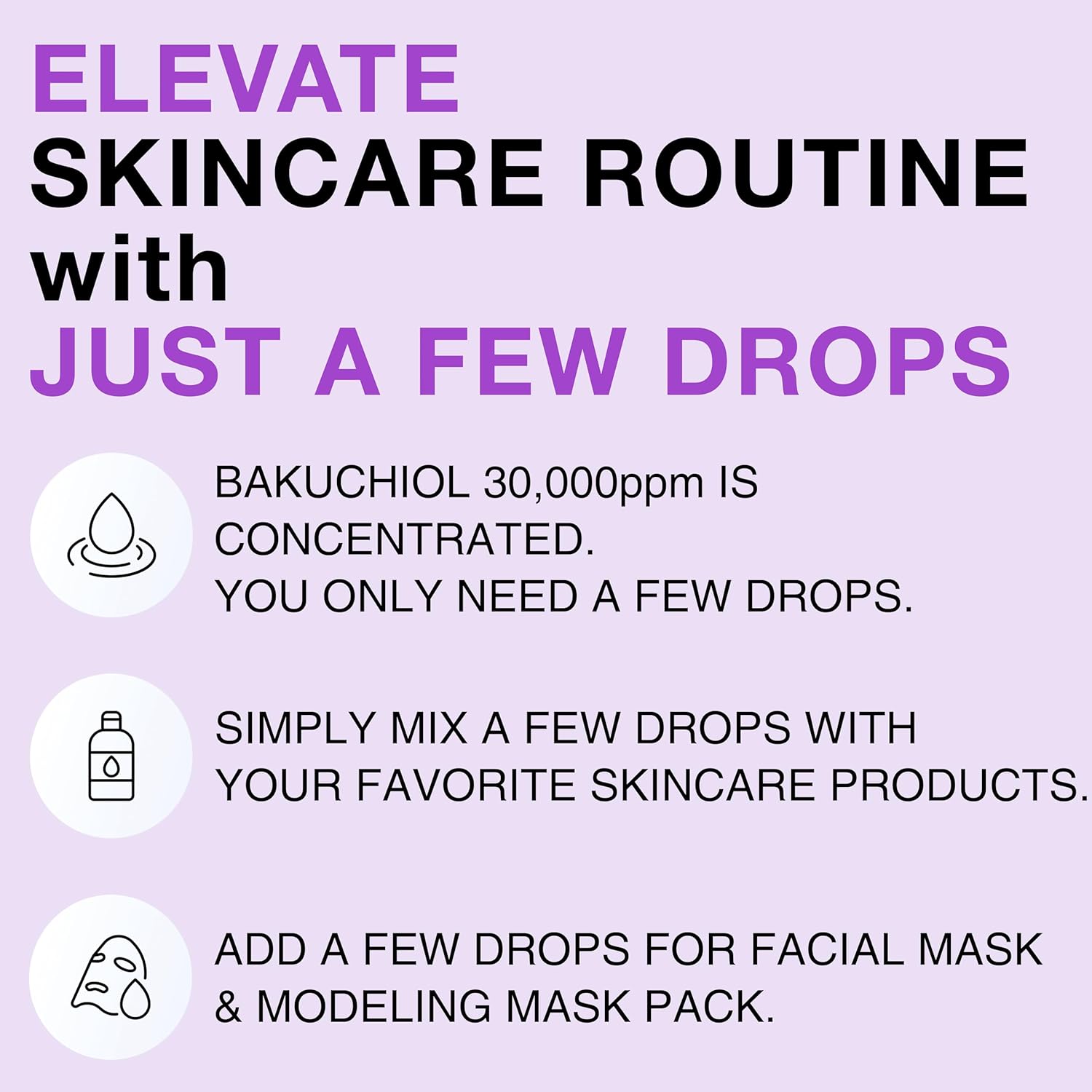 Korean Bakuchiol Concentrate Mix-in Serum 30,000 ppm - High Potency Retinol Alternative | Wrinkle Reduction Skin Firming & Smoothing - Anti-Aging Sensitive Skin Vegan & Cruelty-Free Non-GMO 2 oz - Image 2