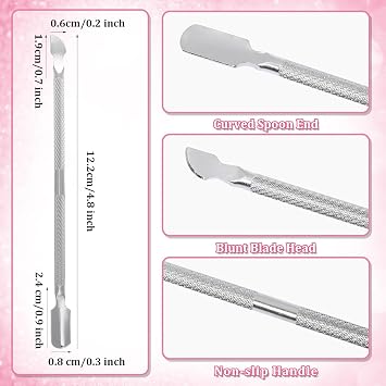 15 Pieces Stainless Steel Cuticle Pusher and Cutter, Double Ended Cuticle Cleaner Remover Metal Manicure Pedicure Nail Tools for Fingernails, Toenails