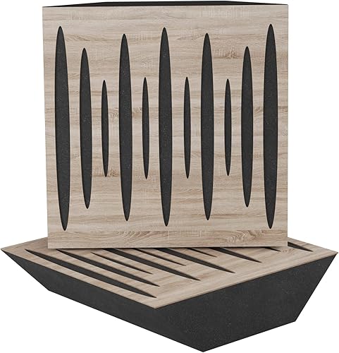 Paquete de 2 trampas para bajos de esquina difusa de absorción de sonido Pulso  19.7 x 19.7 x 4 pulgadas  Absorción - Difusión - Reflexión  Madera