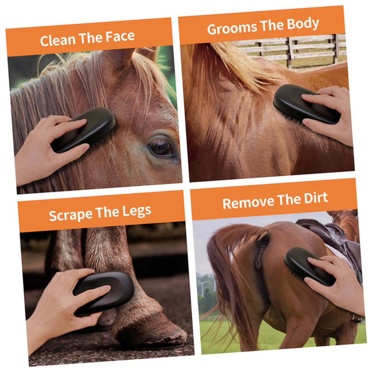 Yardwe Horse Grooming Brush with Handle, Pp Hair Livestock Cleaning Brush and Cattle, Massage and Dust Removal Tool and Pet Grooming