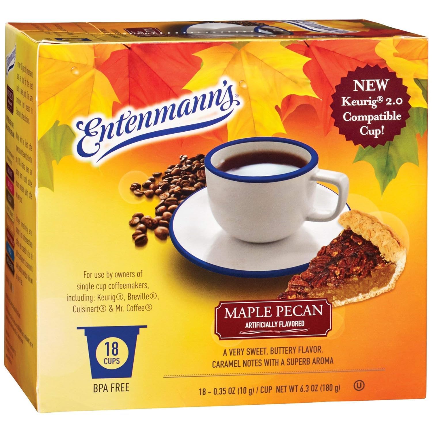 Entenmann's Coffee, Maple Pecan Flavored Single Serve Coffee Cups (for Keurig) - 72 Count