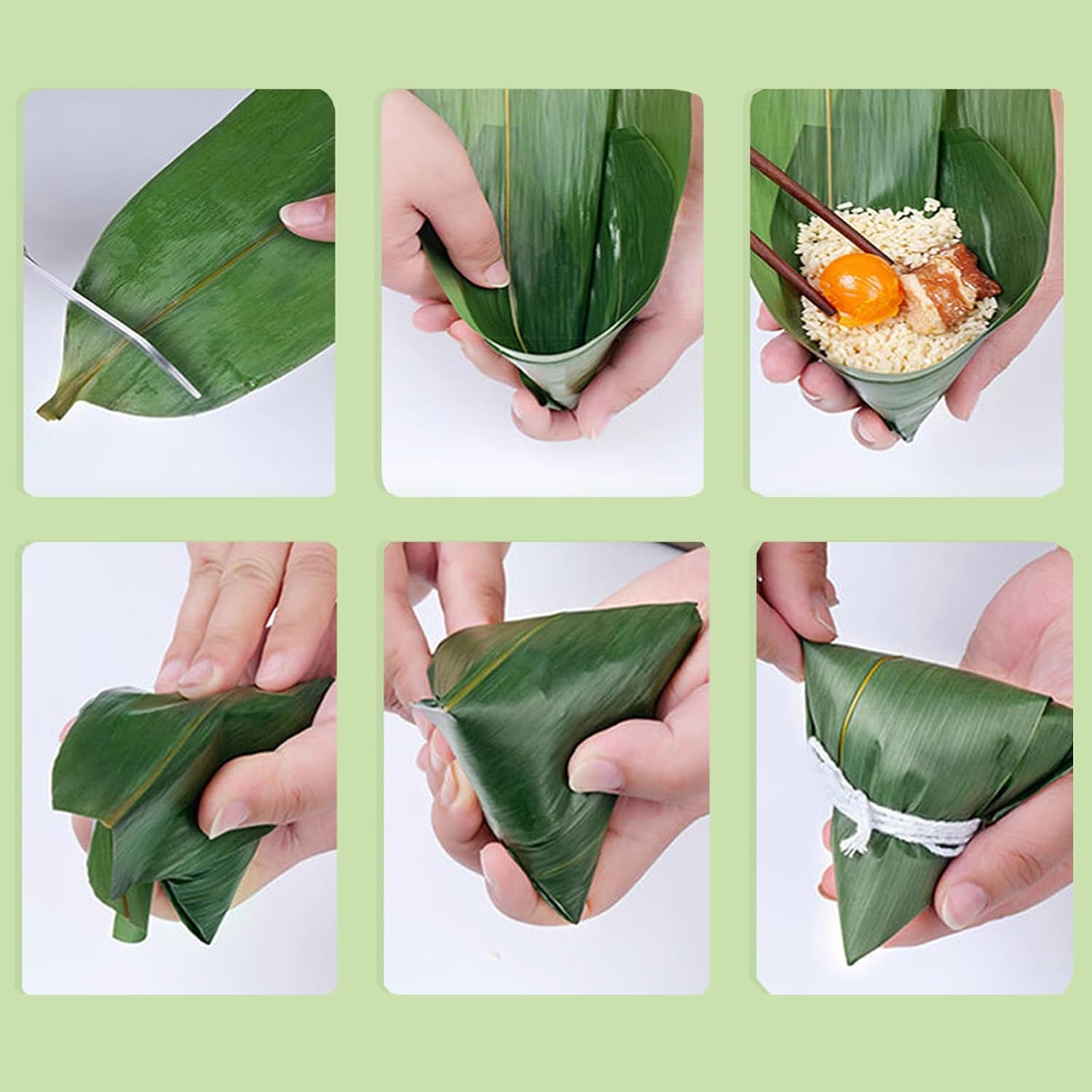100 Pcs Vacuum Wrap Fresh Bamboo Leafs, 12″×3″ Sushi Plates, Food Decorate Dish, Chinese Dragon Boat Festival Zongzi Leaves, Banana Leaves Substitutes, Charcuterie Leafs Serving Tray (32×8cm)