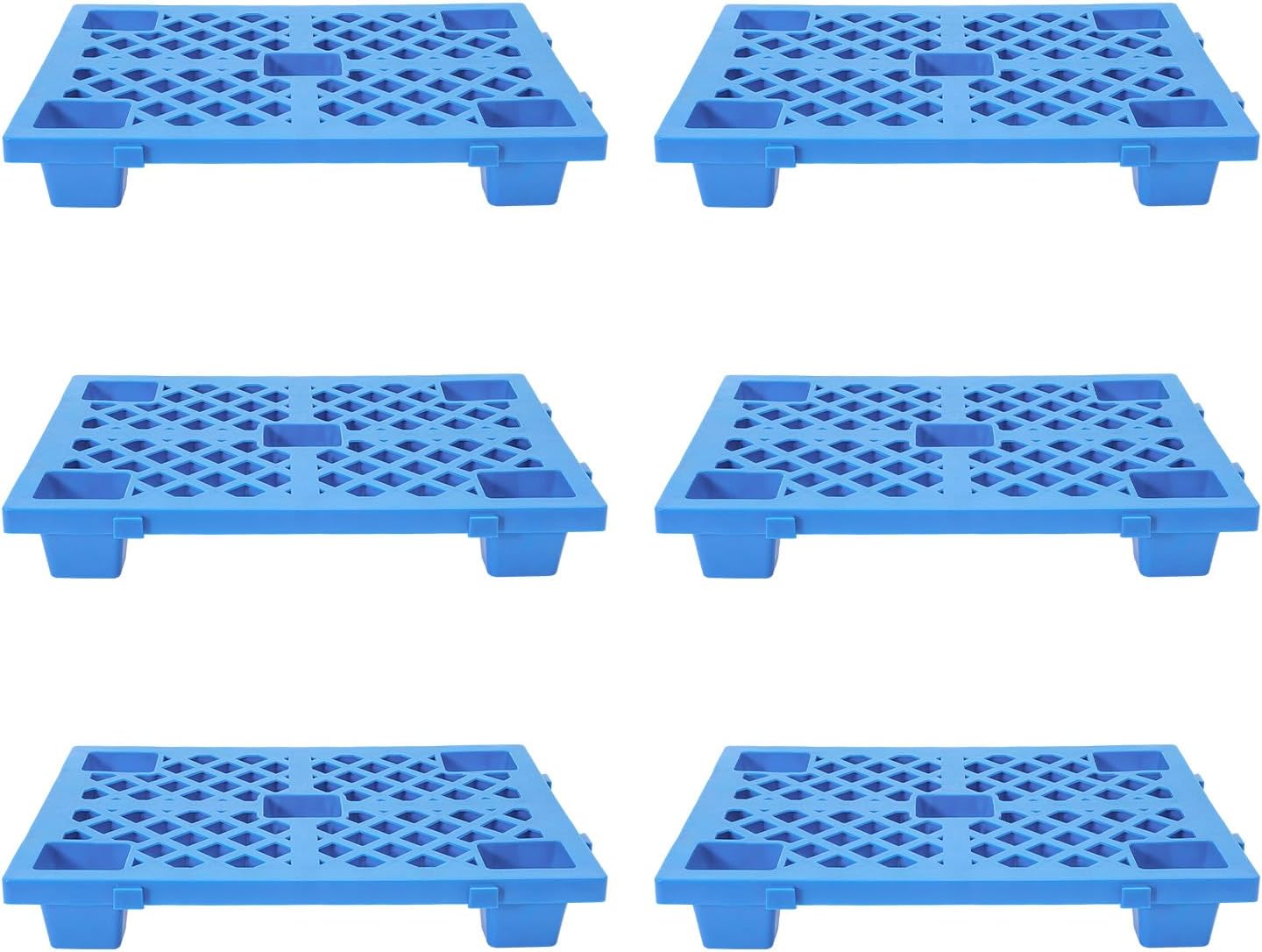 6 Pcs Plastic Pallets, Lightweight Storage Floor Pallet, Interlocking Storage Pad with Breathable Grids, Applicable to Indoor and Outdoor, Garages, Kitchen and Basement(Blue)