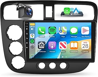 8Core4+64G Car Stereo for Honda Civic 2001-2005 Wireless CarPlay/Android Auto Android Radio with Qualcomm 9" IPS Touch Screen,BT5.1,DSP,GPS,SWC,Backup Camera for Honda Civic Radio