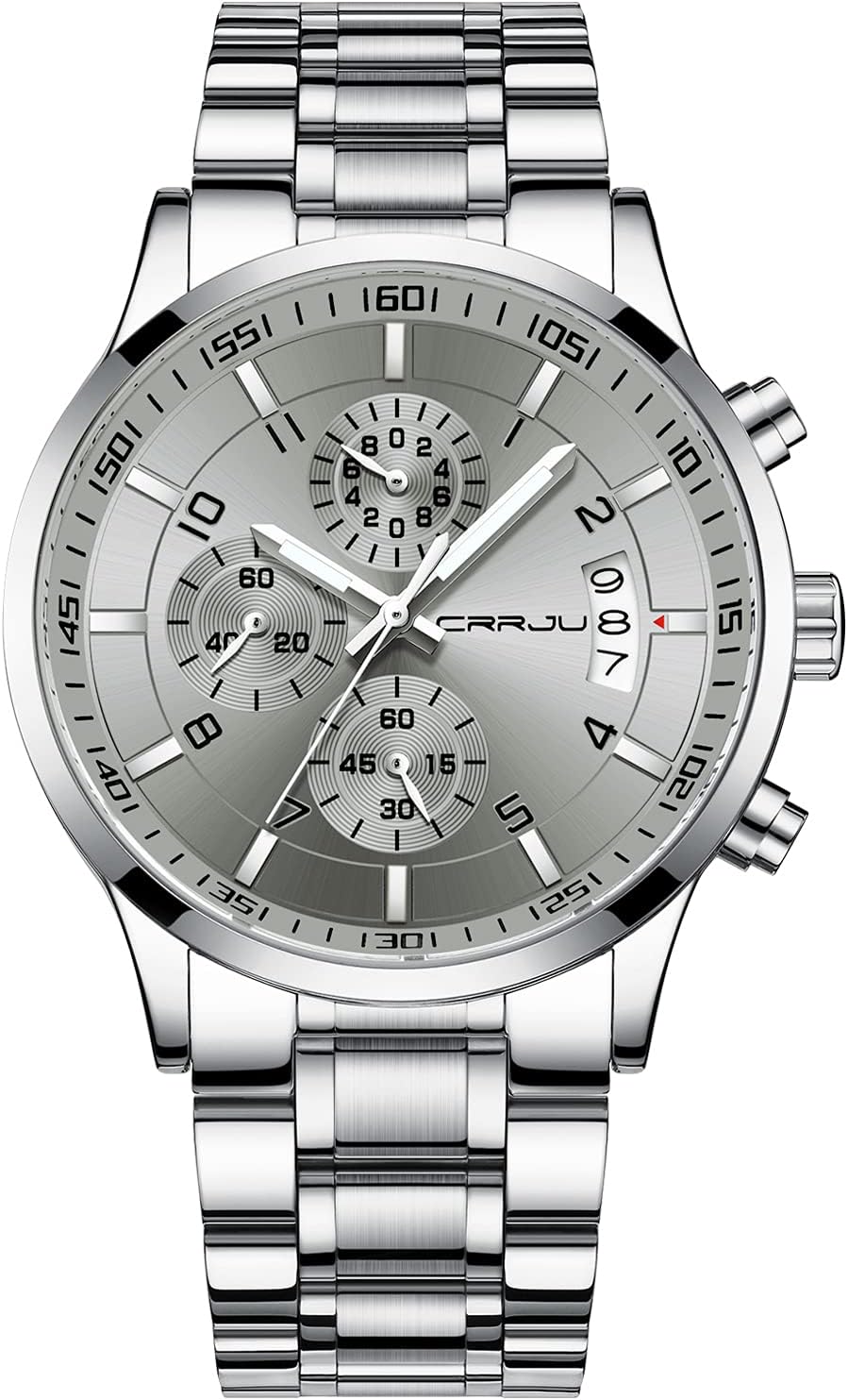 Men's Fashion Stainless Steel Watches Date Waterproof Chronograph Wristwatches,Black Steel Band Waterproof Quartz Watch for Men