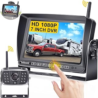 DoHonest S21 RV Backup Camera Wireless with 7‘’ Touch Key DVR Monitor, HD 1080P Bluetooth Backup Camera Stable Digital Sig...