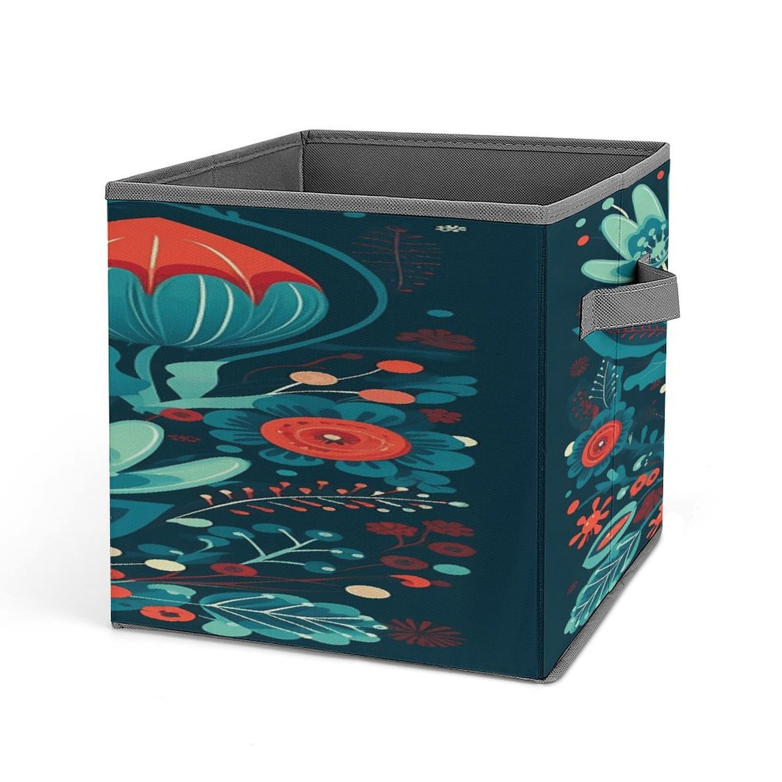 Fekiloot Style Folk Blue Flowers Storage Bins Storage Baskets