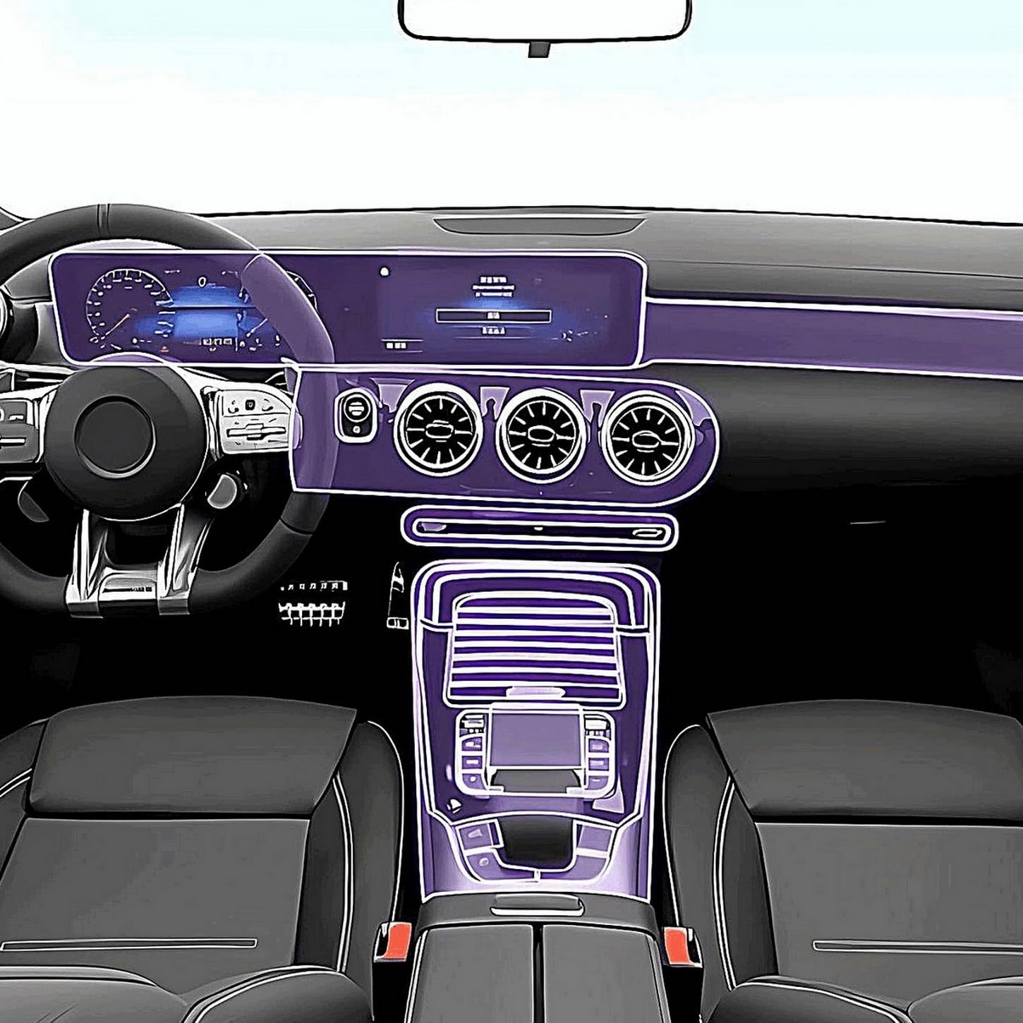 Film anti-rayures console Mercedes Classe A AMG protection TPU