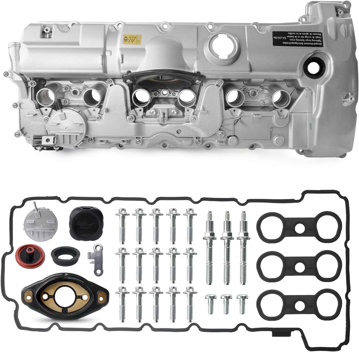 Upgraded Aluminum N52 Engine Valve Cover Kit with Gaskets & Bolts Compatible with 2008-2013 BMW 128i 328i 528i 535i 328xi 528xi 328i xDrive 528i xDrive Z4 X3 X5 3.0L Replace 11127552281 264-935