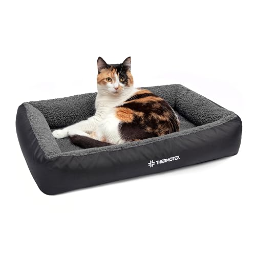 Thermotex Far Infrared Heated Pet Bed - Heated Cat & Dog Bed for Pain Relief & Arthritis - Therapeutic Heat Pad for Elderly Pet Support & Relaxation - Machine Washable - 23 x 16 Inches
