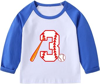 BAICAIYU Baby First Birthday Outfit Kids Baseball T-Shirt طويل الأكمام Tee Toddler 2nd 3rd 4 سنوات