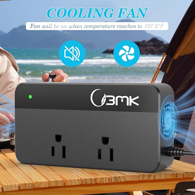 Inversor de corriente 200W 12V a 110V DC con 2 enchufes AC y 4 USB miniatura 5