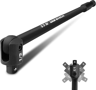 DURATECH 1/2" Drive 17.5-Inch Heavy Duty Breaker Bar with 240 Flex Head | Spring-loaded Detent Ball, CR-MO Head, Premium Black Phosphate Finish, Ideal for Industrial, Construction, and Mechanic Tasks