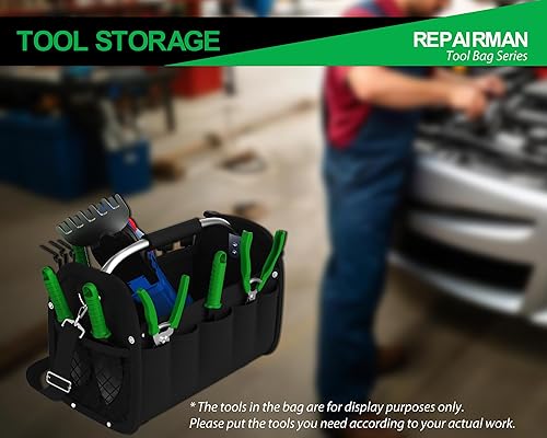 Miniatura 4 de Bolsa de herramientas de 16 pulgadas, bolsa de herramientas superior abierta con correa, bolsa de herramientas impermeable para electricista,